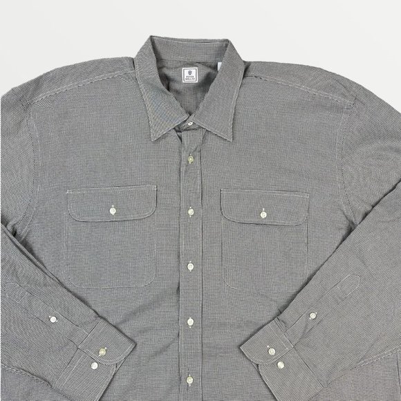 PETER MILLAR Micro Houndstooth All Over Print Mens Button Up Long Sleeve Shirt - Picture 1 of 9
